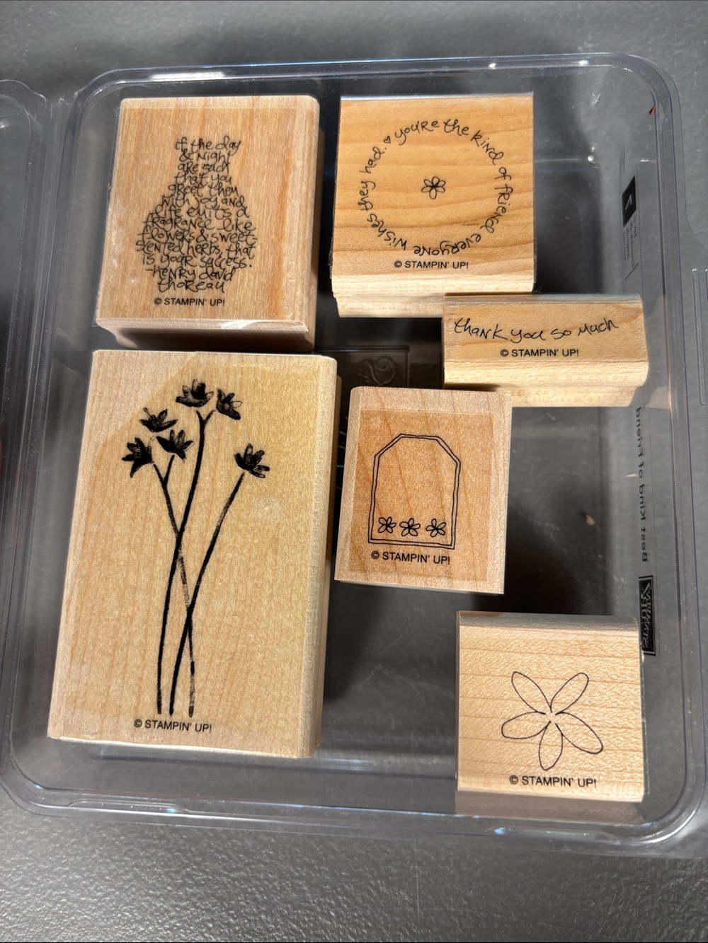 Stampin’ Up! Best Kind of Friend Retired 7 Pc Wood Stamp Set Complete